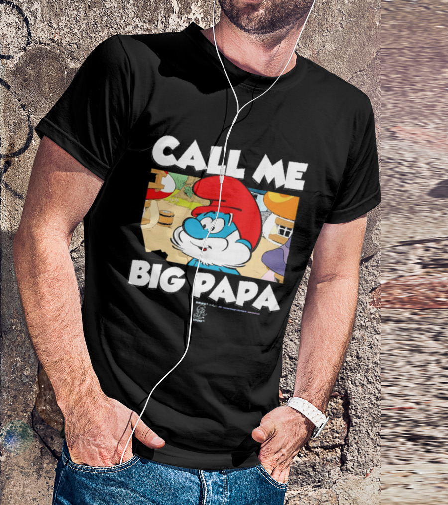 Call Me Big Papa Smurf Iconic Cartoon Character Scene T-Shirt
