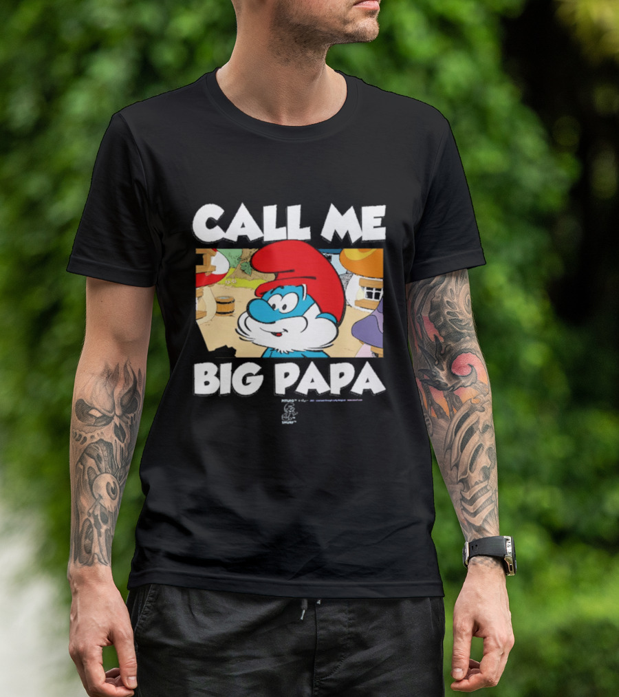 Call Me Big Papa Smurf Iconic Cartoon Character Scene T-Shirt
