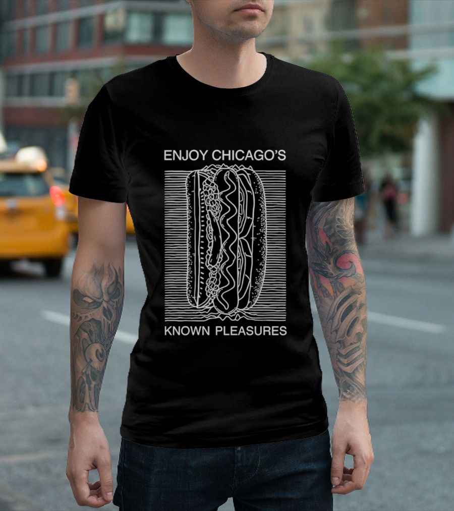 Enjoy Chicago's Known Pleasures Hot Dog T-Shirt