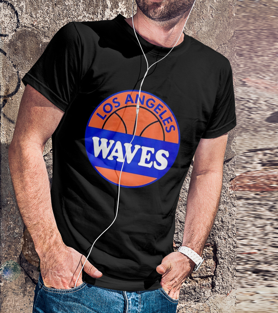 Los Angeles Waves Basketball Theme Circle T-Shirt