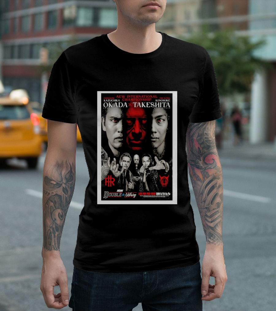 AEW International Championship Kazuchika Okada Vs Konosuke Takeshita Double Or Nothing 2026 Pay Per View T-Shirt