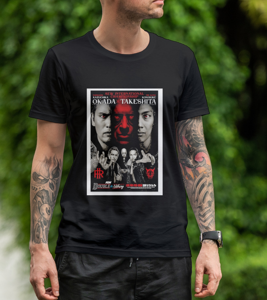 AEW International Championship Kazuchika Okada Vs Konosuke Takeshita Double Or Nothing 2026 Pay Per View T-Shirt
