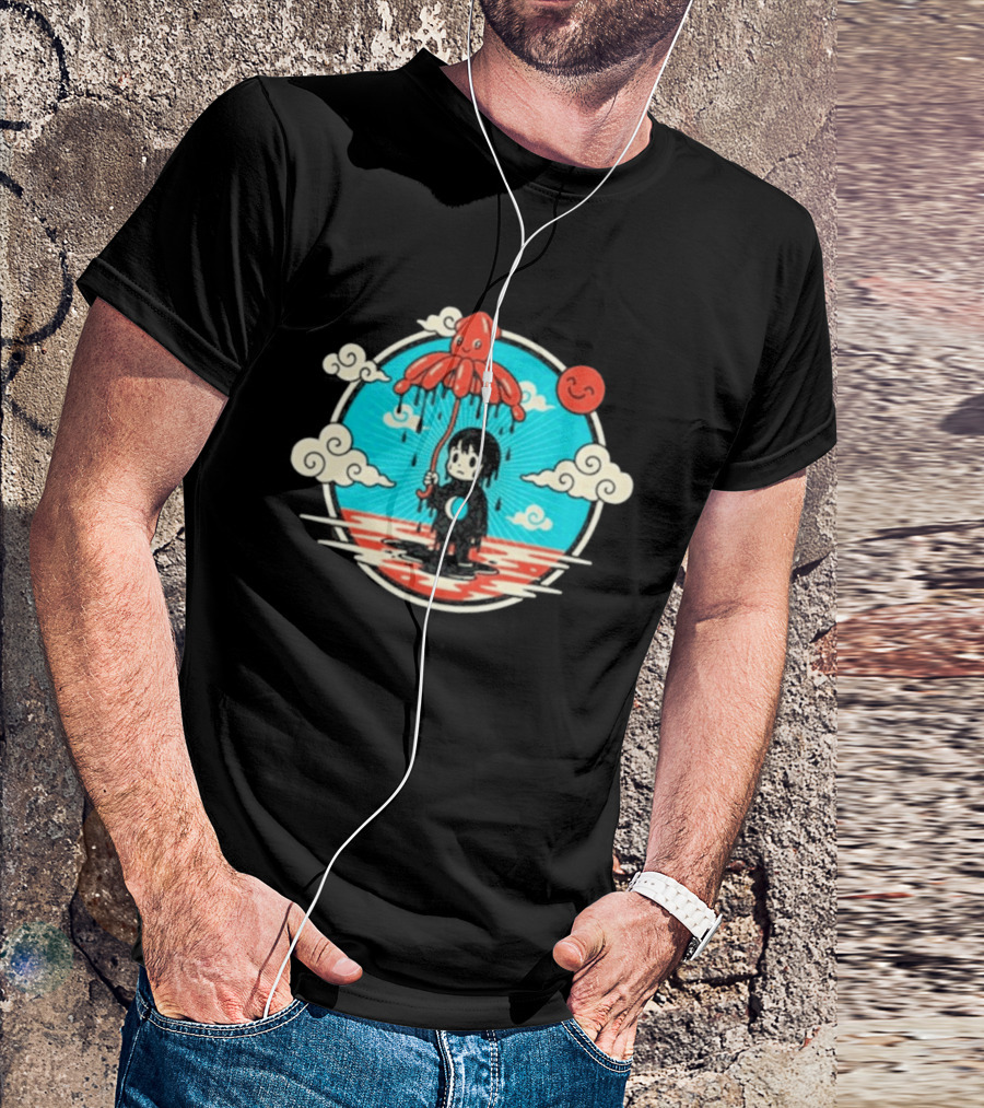 My Morning Jacket Squidboy Umbrella Character With Clouds And Smiling Sun T-Shirt