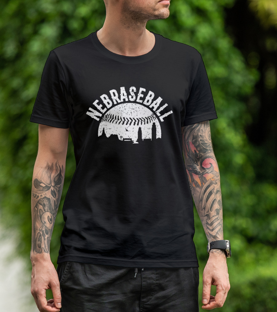 Nebraseball Skyline Nebraska Huskers Stadium Cityscape T-Shirt