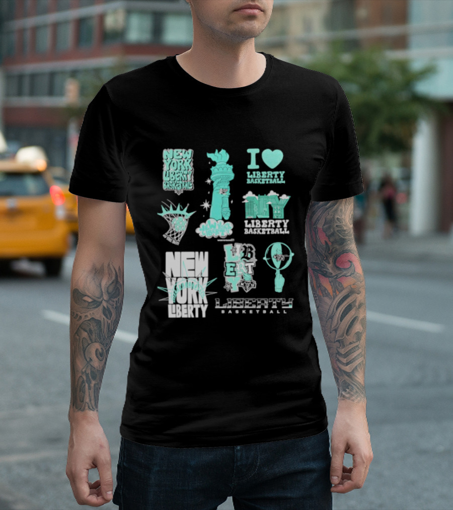 New York Liberty I Love Liberty Basketball Statue Of Liberty T-Shirt