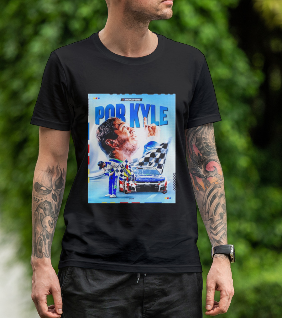 Nascar Cup Series Por Kyle 2026 Racing Celebration With Checkered Flag And Race Car T-Shirt