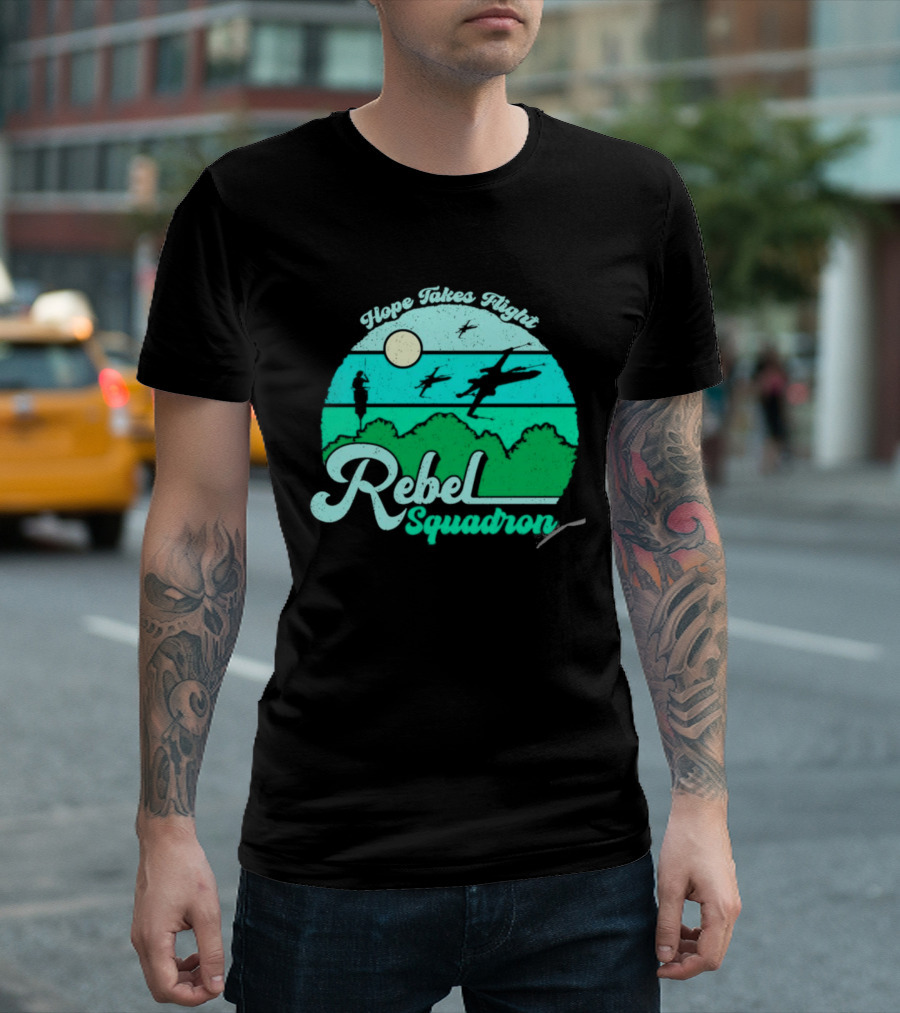 Rebel Squadron Hope Takes Flight Sunset Landscape T-Shirt