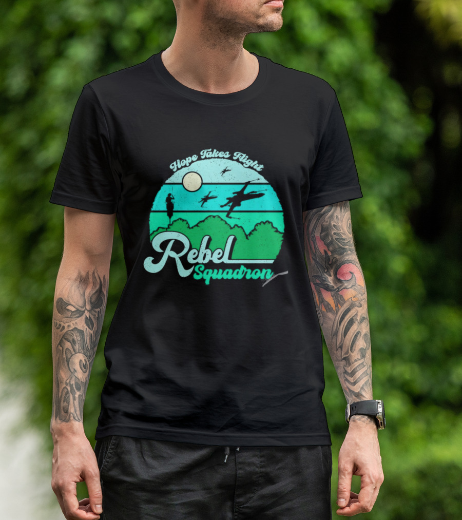 Rebel Squadron Hope Takes Flight Sunset Landscape T-Shirt