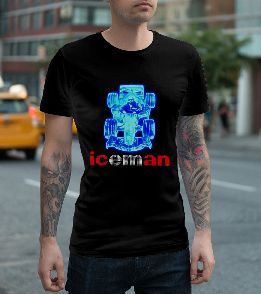 Iceman Kimi Räikkönen F1 Driver Holographic Car Racing Blue Red T-Shirt