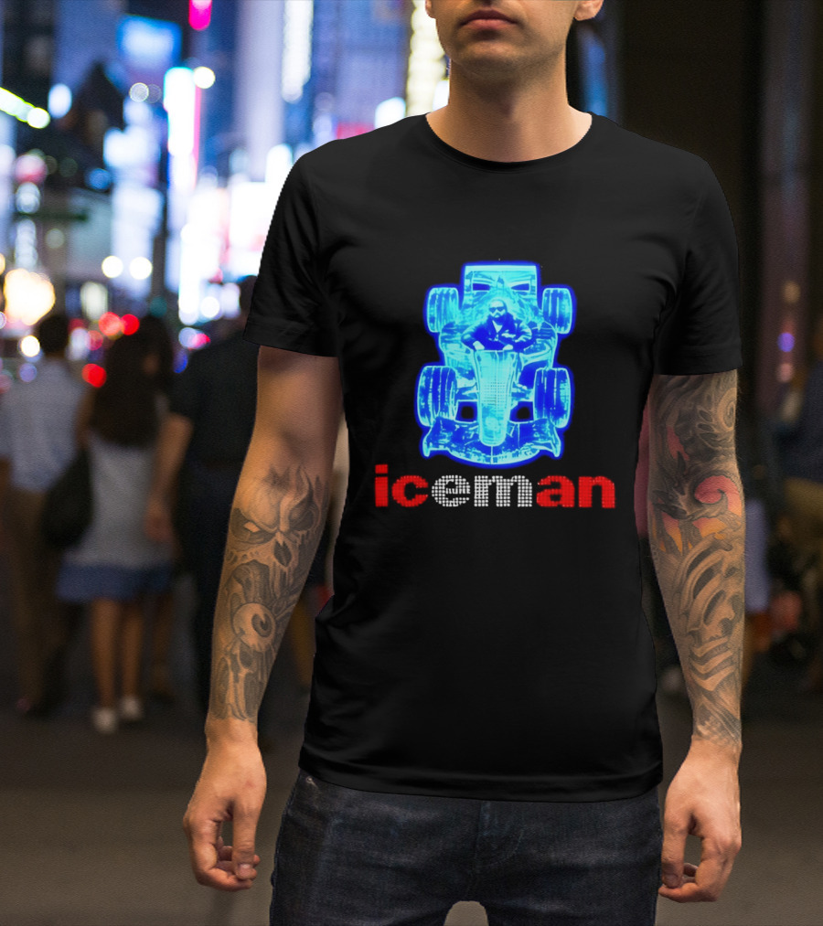 Iceman Kimi Räikkönen F1 Driver Holographic Car Racing Blue Red T-Shirt