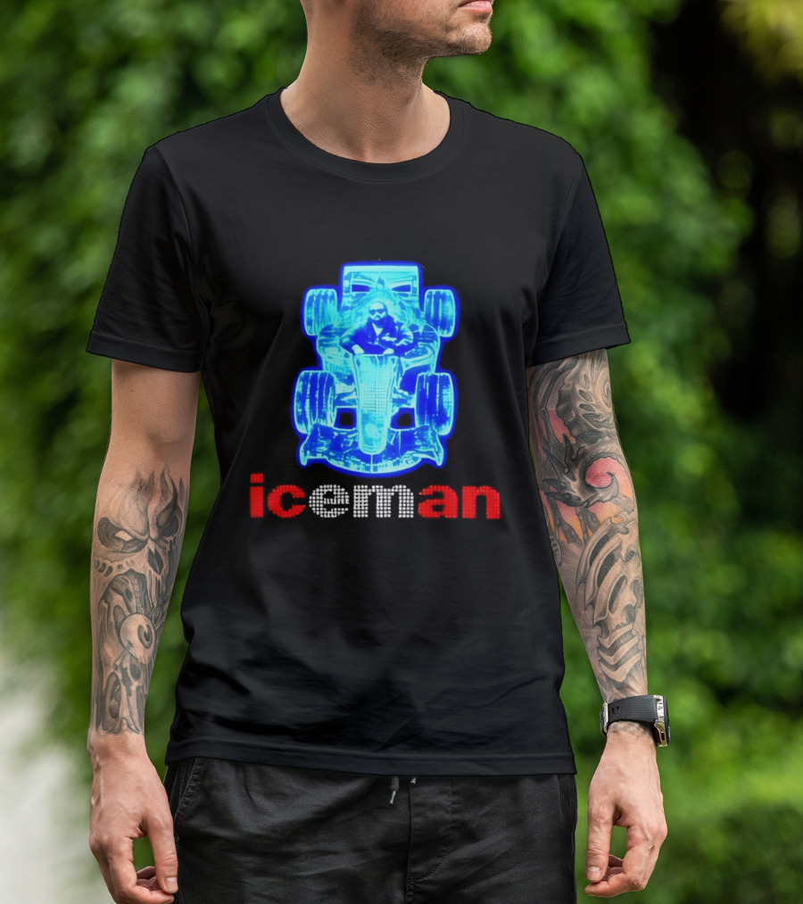 Iceman Kimi Räikkönen F1 Driver Holographic Car Racing Blue Red T-Shirt