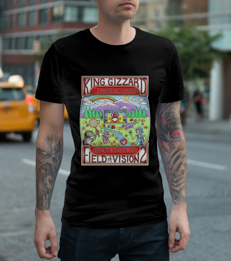 King Gizzard And The Lizard Wizard Field Of Vision 2 Buena Vista CO August 14 16 2026 T-Shirt