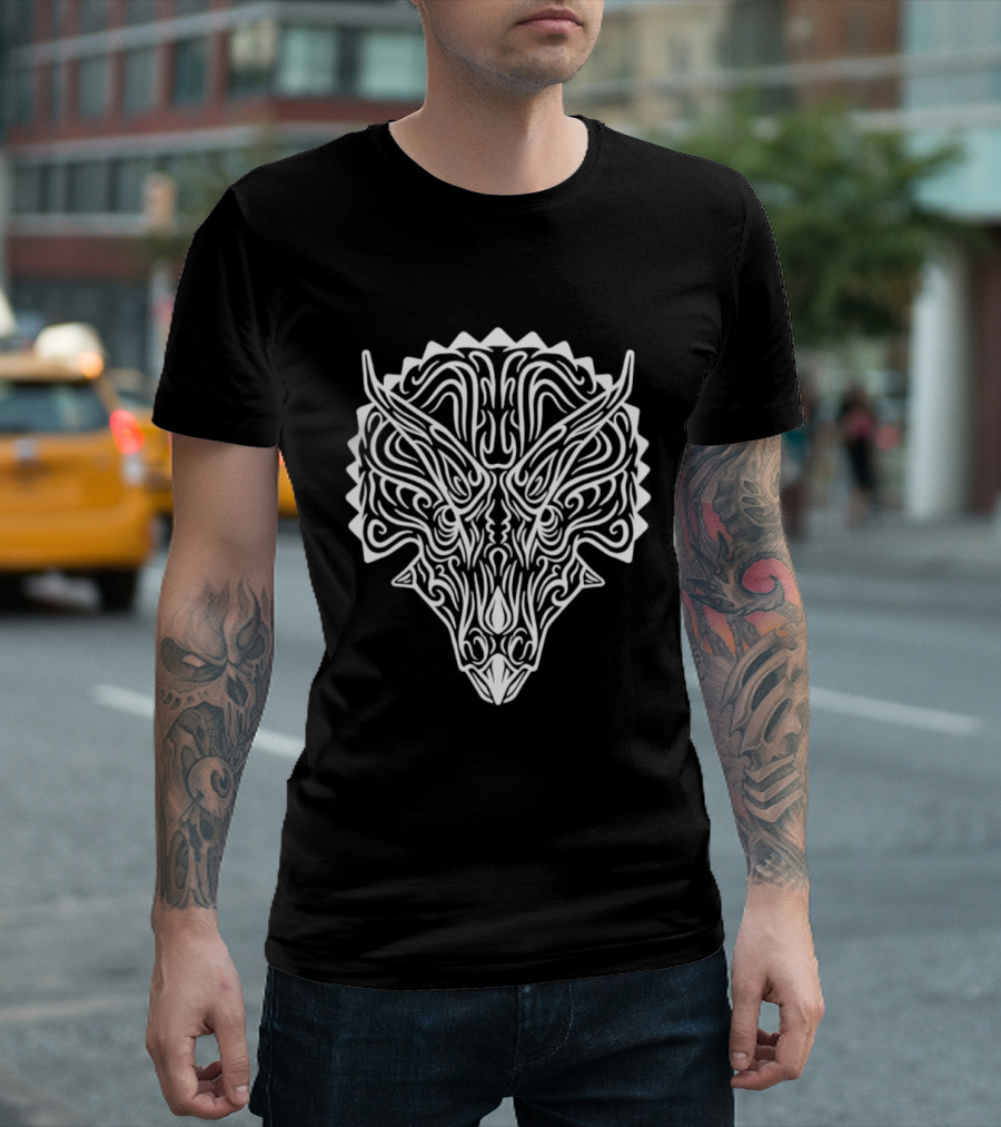 Triceratops Head Tribal T-Shirt