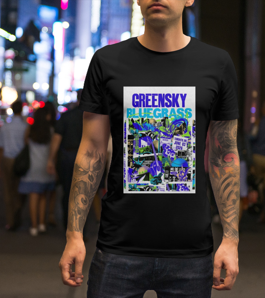 Greensky Bluegrass Toronto ON June 03 2026 Guitar Butterfly Cityscape T-Shirt