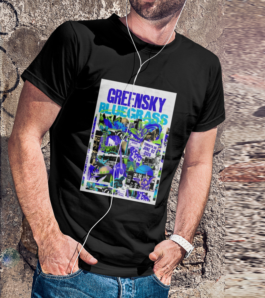 Greensky Bluegrass Toronto ON June 03 2026 Guitar Butterfly Cityscape T-Shirt