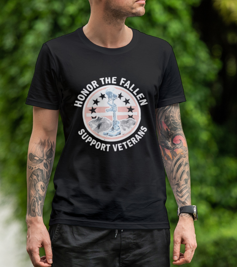 Honor The Fallen Support Veterans Soldier Memorial Stars Patriotic T-Shirt