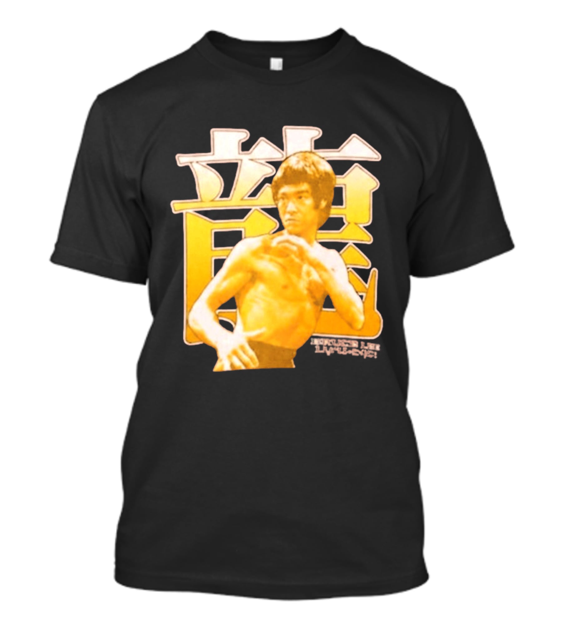 Bruce Lee Iconic Martial Arts Pose Chinese Characters T-Shirt
