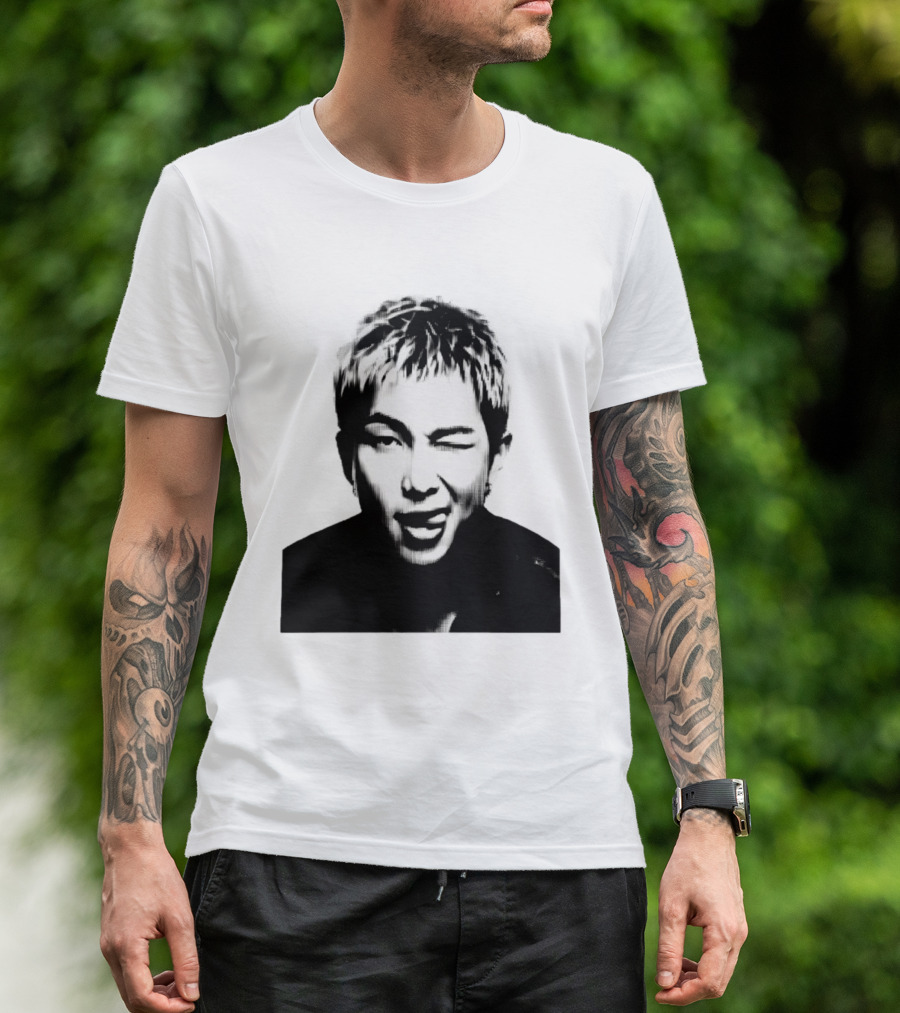 Kim Namjoon BTS K Pop Music Star Halftone Monochrome T-Shirt
