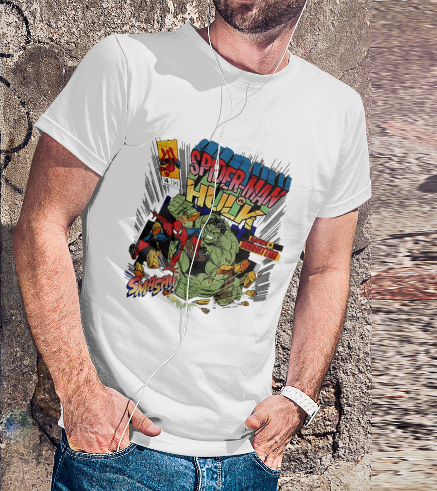 Spider Man Vs Hulk Mayhem Manhattan Marvel Smash 2026 Comic T-Shirt