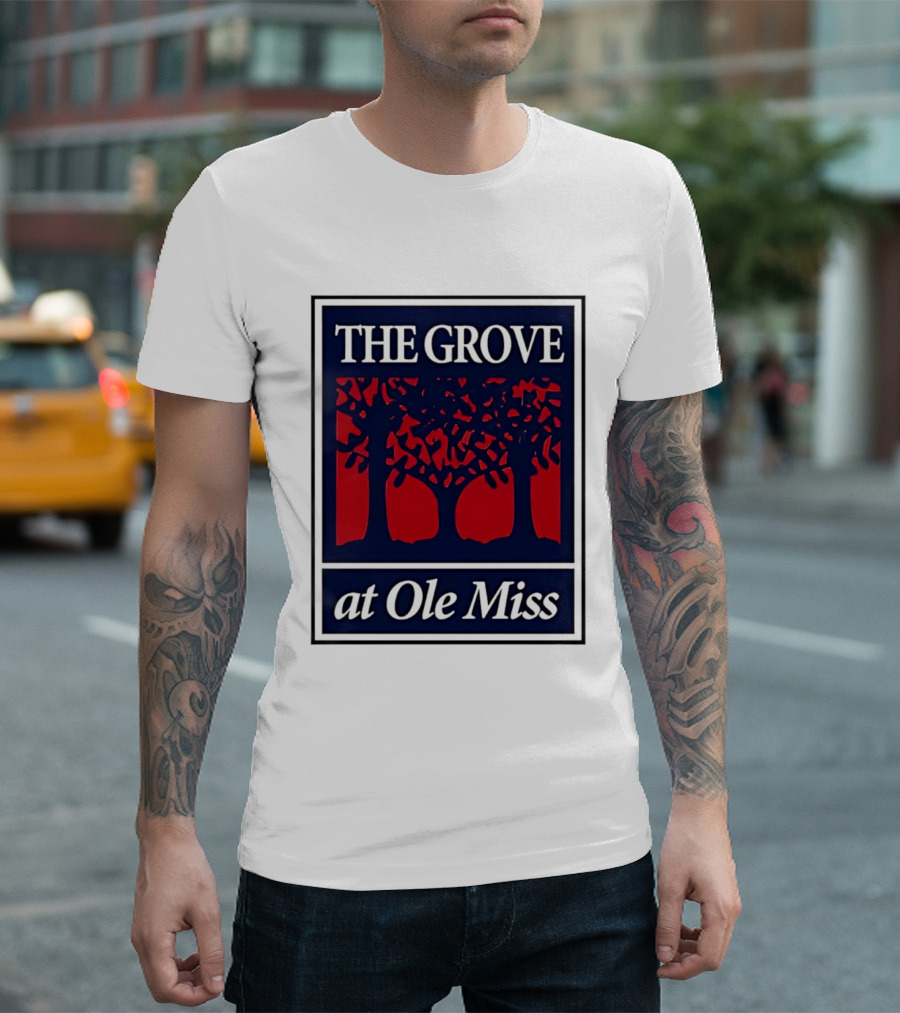 The Grove At Ole Miss Trees Red Blue T-Shirt