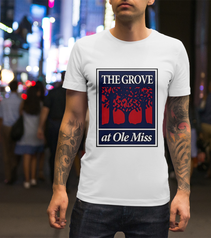 The Grove At Ole Miss Trees Red Blue T-Shirt