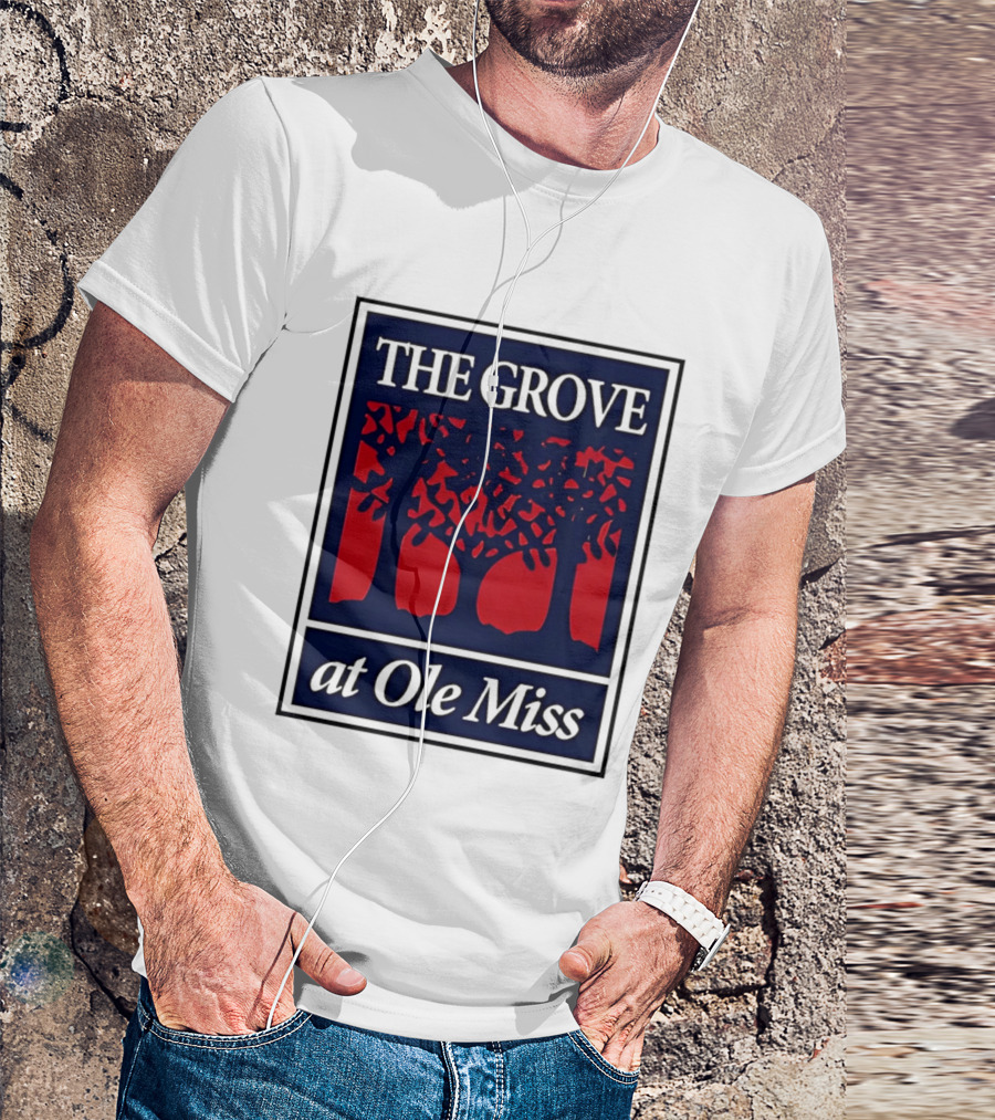 The Grove At Ole Miss Trees Red Blue T-Shirt