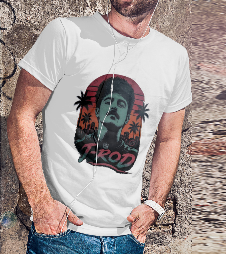 J ROD Miami Dolphins Vaporwave Aesthetic Neon Lights NFL T-Shirt