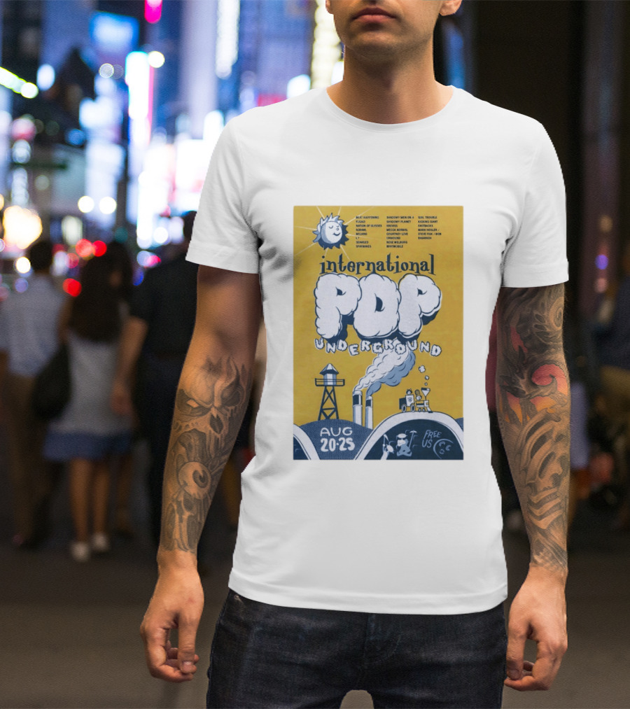 International Pop Underground Festival August 20 25 Beat Happening Fugazi Legend Of Yulesville Seaweed Спинанес Free Us T-Shirt