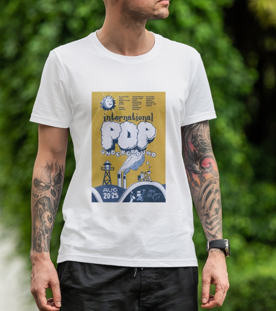 International Pop Underground Festival August 20 25 Beat Happening Fugazi Legend Of Yulesville Seaweed Спинанес Free Us T-Shirt
