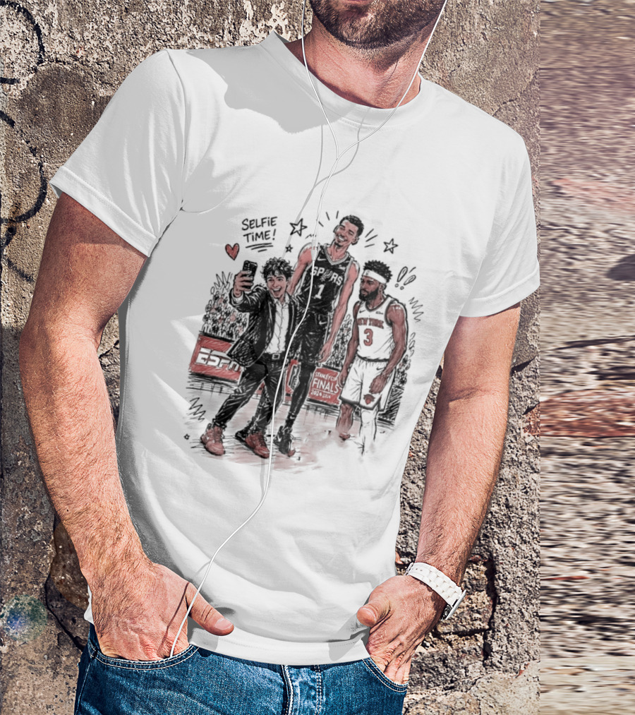 NY Knicks And San Antonio Spurs Selfie Time Finals Caricature T-Shirt