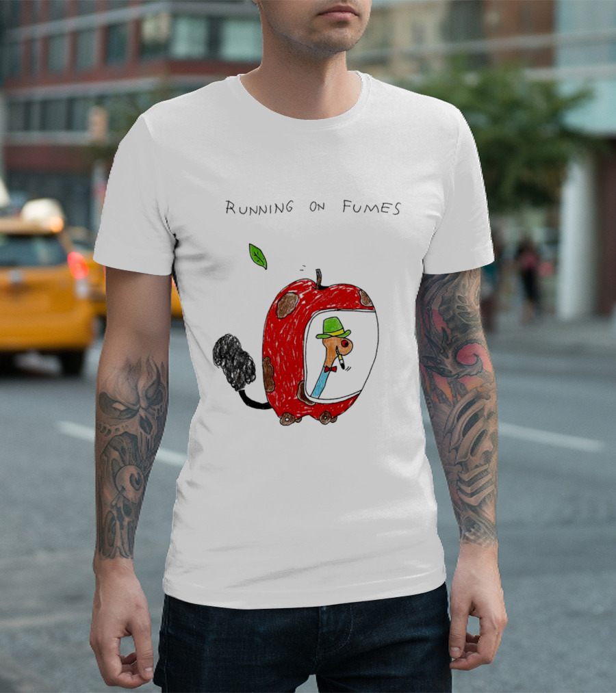 Running On Fumes Lowly Worm Apple Car T-Shirt