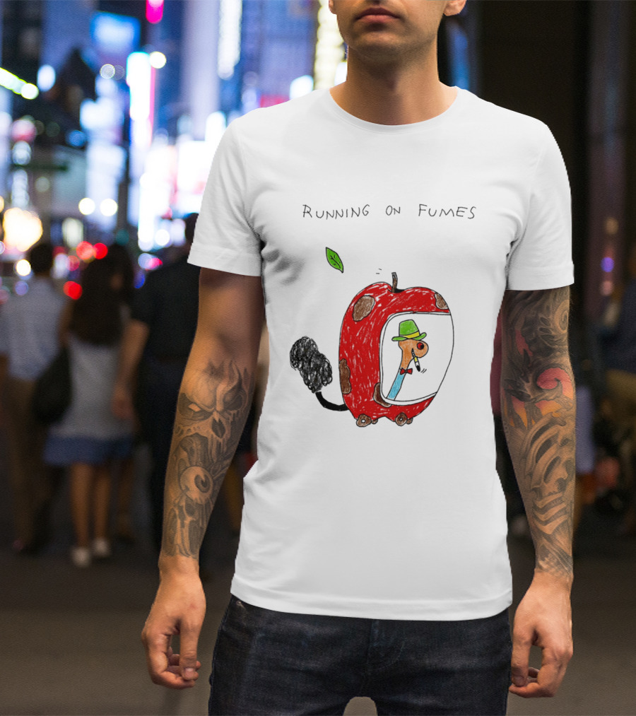 Running On Fumes Lowly Worm Apple Car T-Shirt