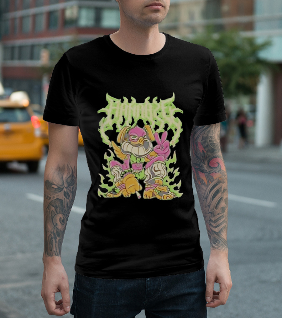 HAMMBRIK Chill Dog Flaming Peace Pose T-Shirt