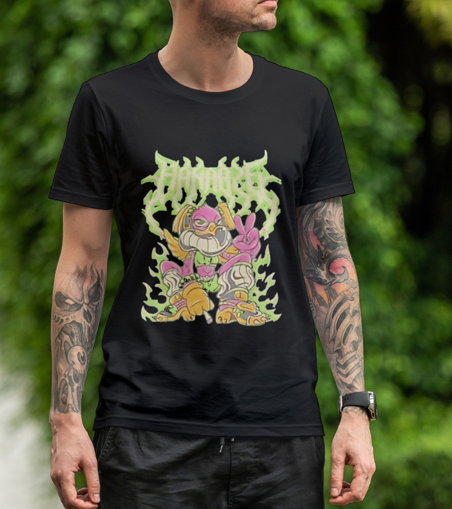 HAMMBRIK Chill Dog Flaming Peace Pose T-Shirt