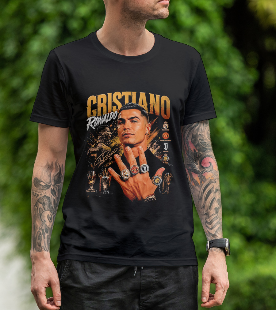 Cristiano Ronaldo Rings Collection Manchester Juventus Real Madrid Arsenal T-Shirt