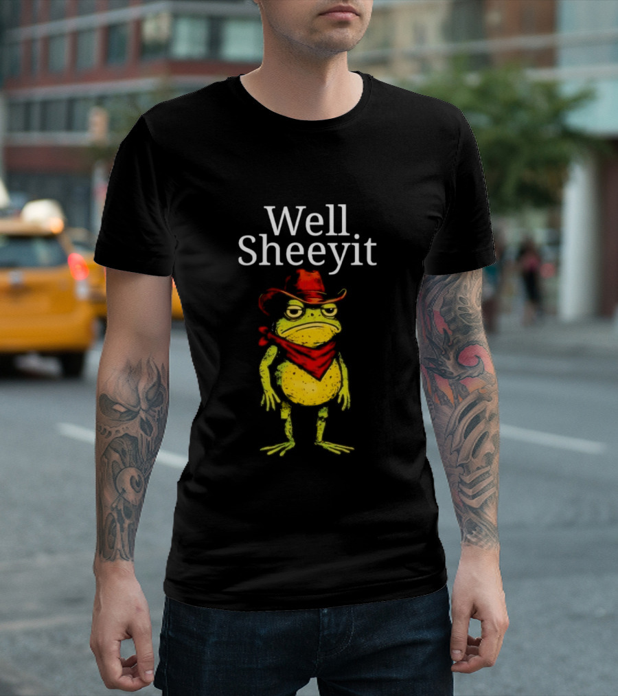 Well Sheeyit Frog Cowboy Hat And Bandana T-Shirt