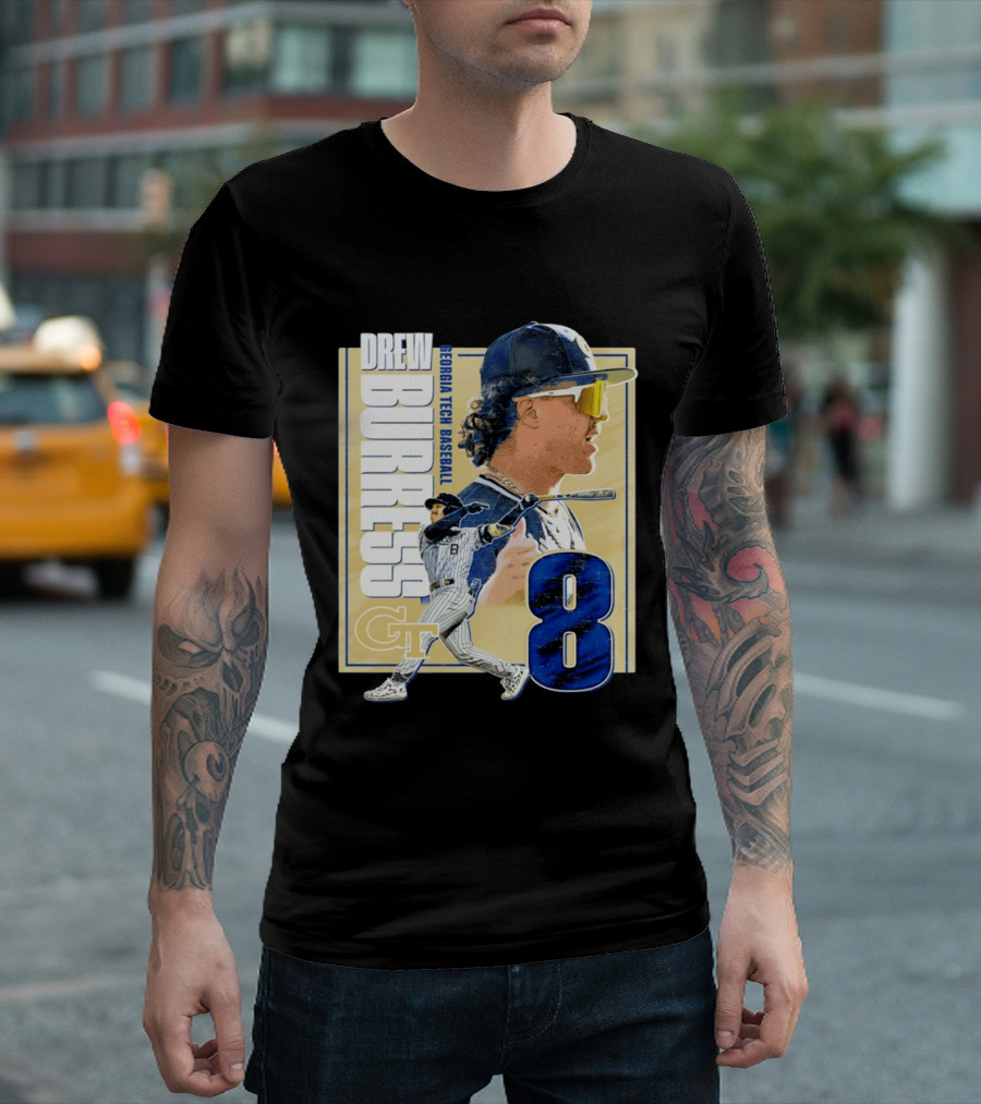 Drew Burress Georgia Tech Baseball Athlete Number 8 T-Shirt