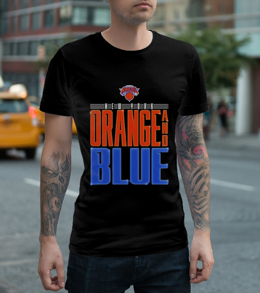 New York Knicks Orange And Blue Neon T-Shirt