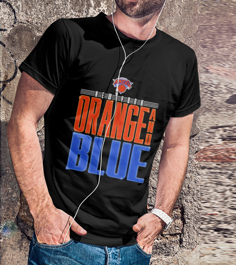 New York Knicks Orange And Blue Neon T-Shirt