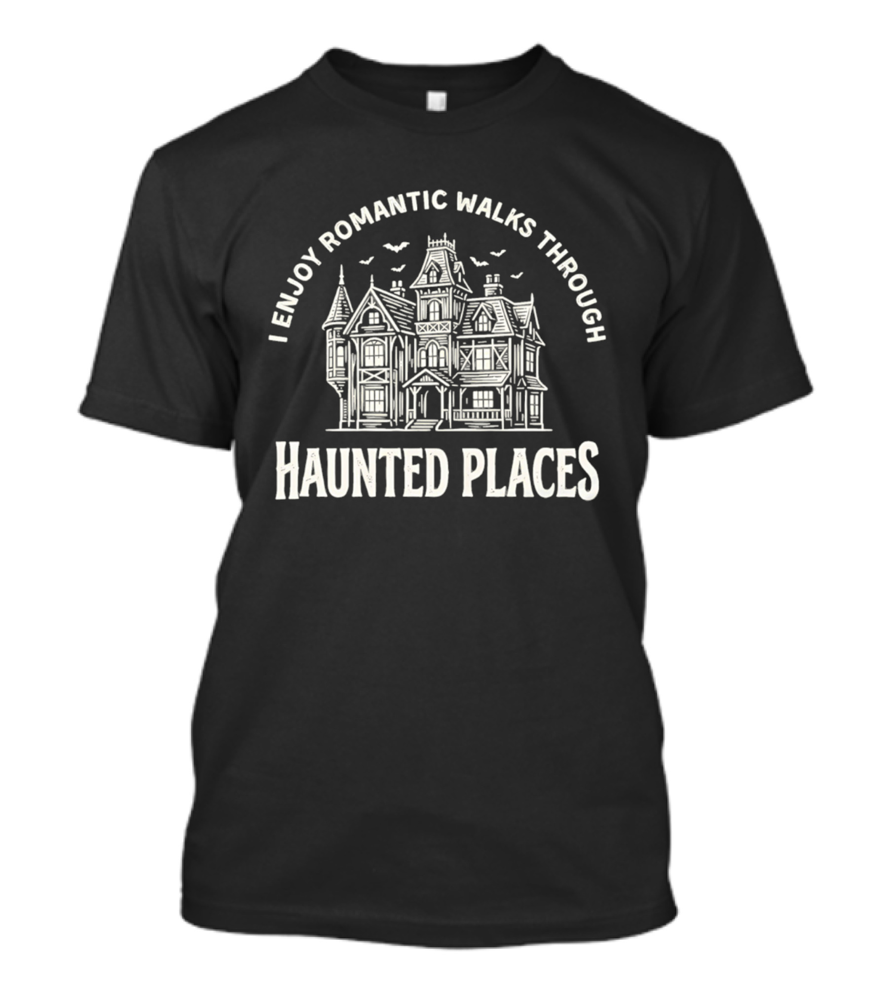 I Enjoy Romantic Walks Through Haunted Places Ghostly Mansion T-Shirt