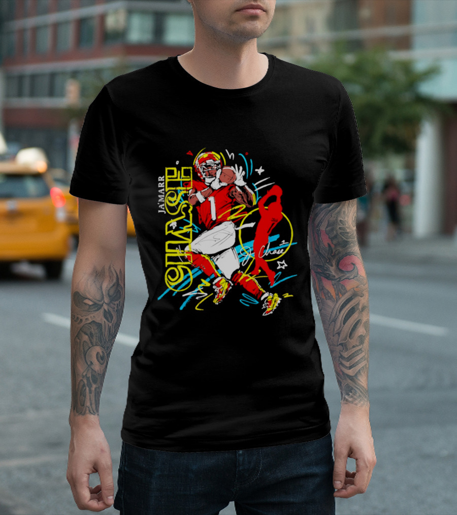 Ja'Marr Chase Cincinnati Bengals Number 1 Scribble Paint T-Shirt