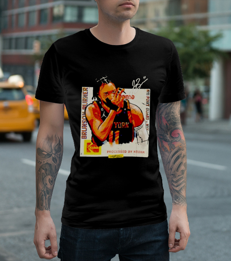 New York Knicks Jalen Brunson Burner #11 Point Guard Processed By Kodak T-Shirt