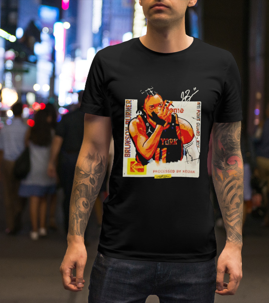 New York Knicks Jalen Brunson Burner #11 Point Guard Processed By Kodak T-Shirt
