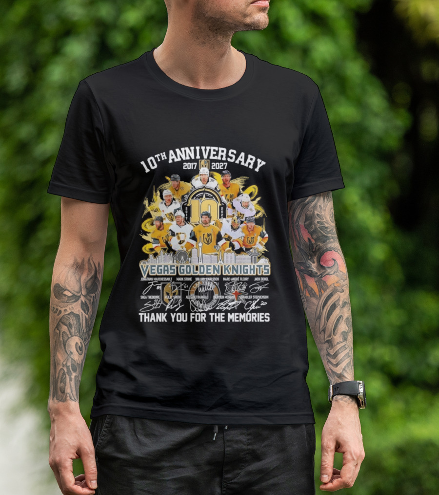 Vegas Golden Knights 10th Anniversary 2017 2027 Thank You For The Memories T-Shirt