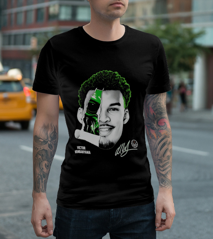 Victor Wembanyama Alien Torn Creature Signature T-Shirt