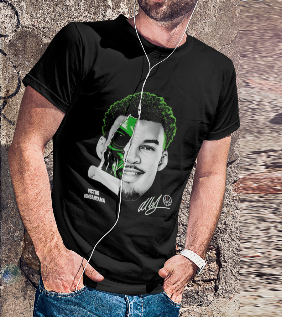 Victor Wembanyama Alien Torn Creature Signature T-Shirt