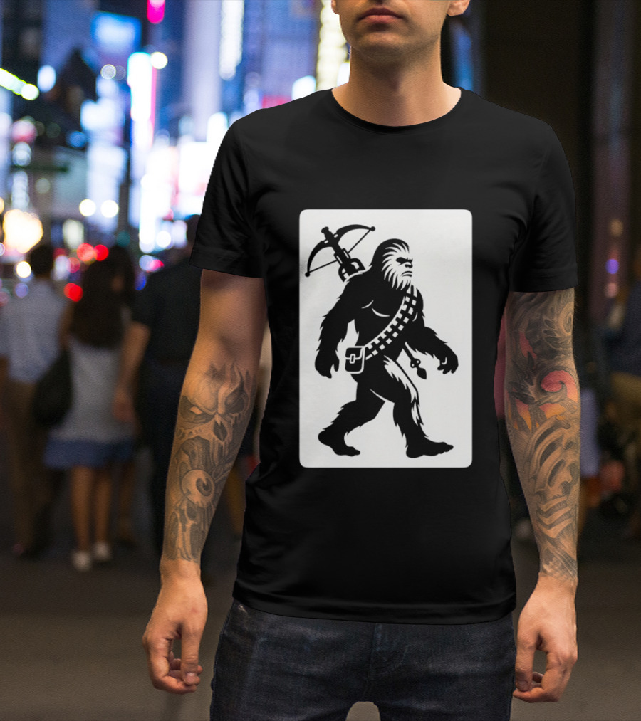 Chewbacca Bigfoot Star Wars Wookiee Hunter Sci Fi Creature Crossbow Trekker T-Shirt