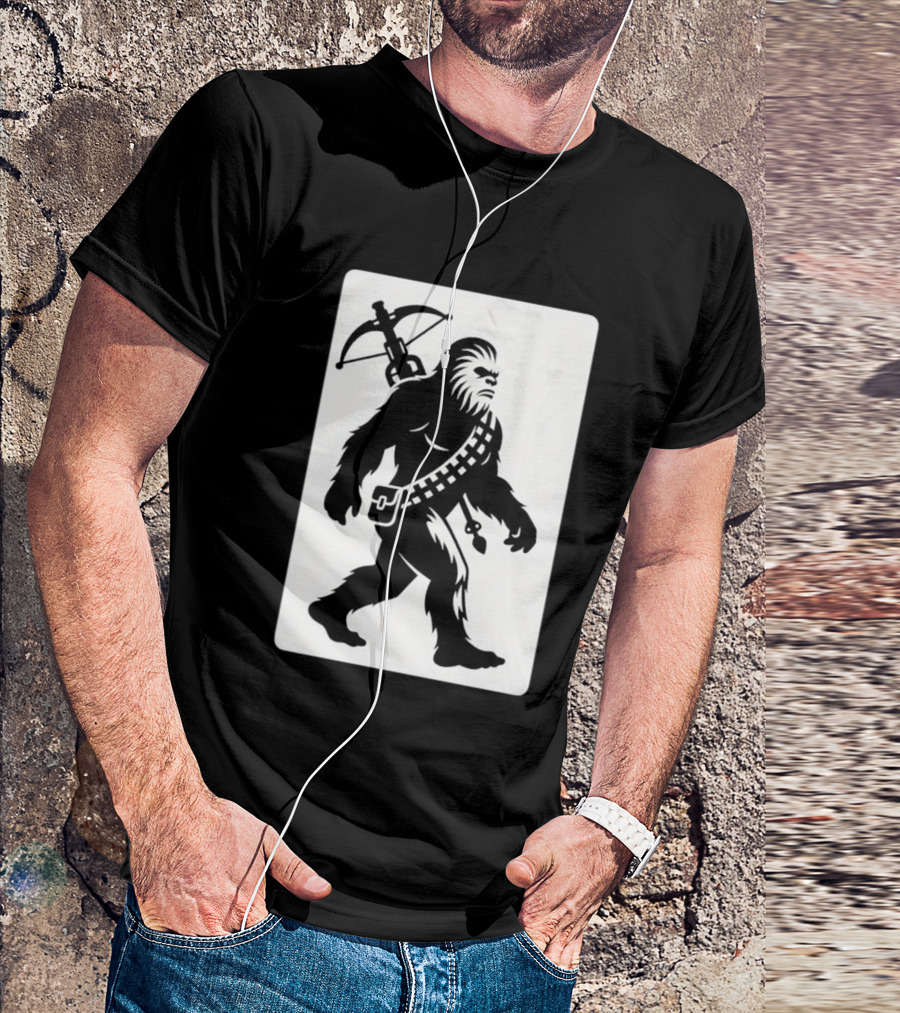 Chewbacca Bigfoot Star Wars Wookiee Hunter Sci Fi Creature Crossbow Trekker T-Shirt