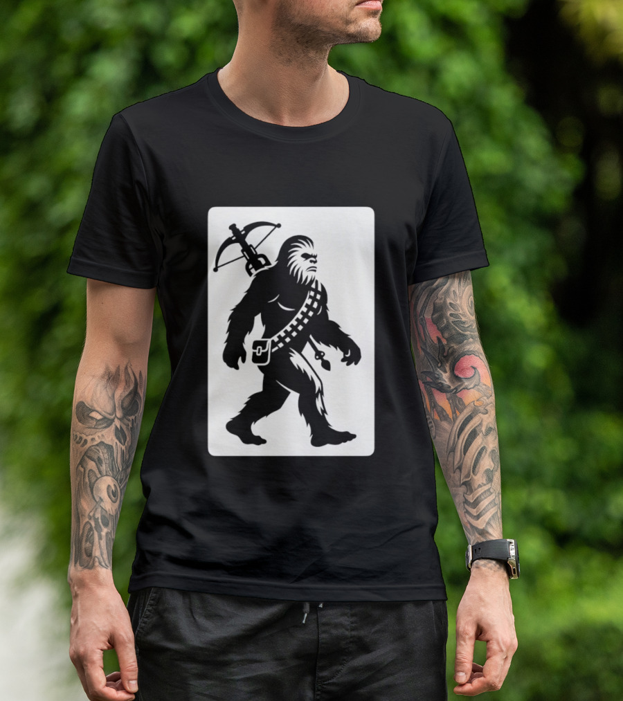 Chewbacca Bigfoot Star Wars Wookiee Hunter Sci Fi Creature Crossbow Trekker T-Shirt