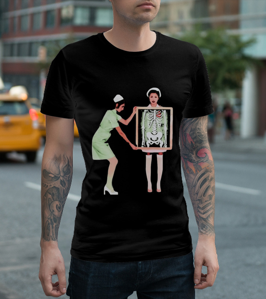 Nurse With X Ray Skeleton And Red Heart T-Shirt